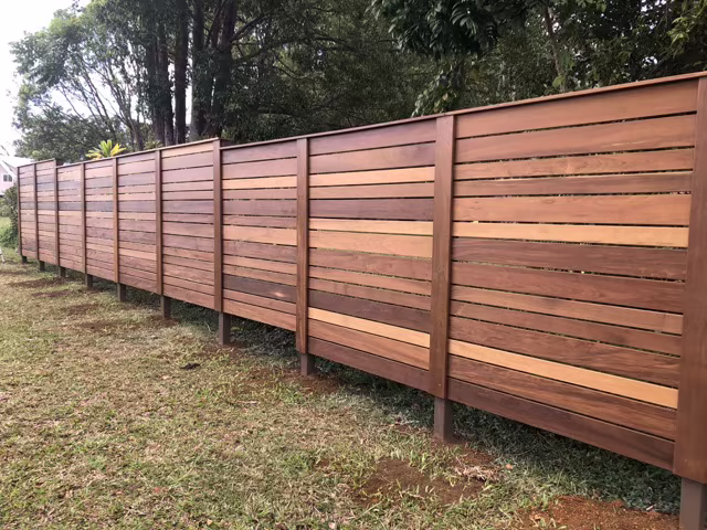 Custom fence installation project on Kauai.