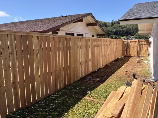 Custom fence installation project on Kauai.