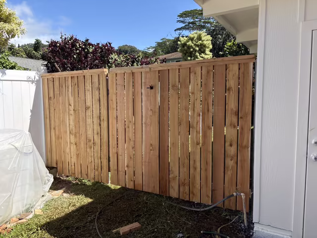 Custom fence installation project on Kauai.