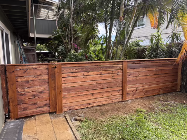 Custom fence installation project on Kauai.