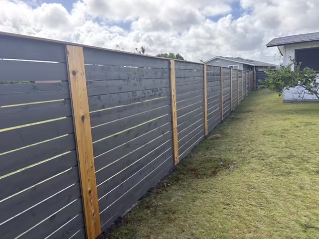 Custom fence installation project on Kauai.