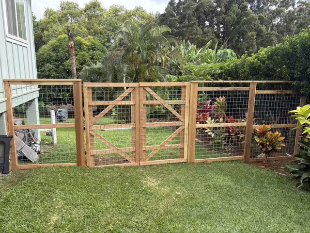 Custom fence installation project on Kauai.