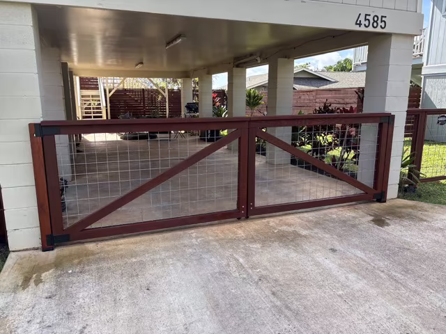 Custom fence installation project on Kauai.