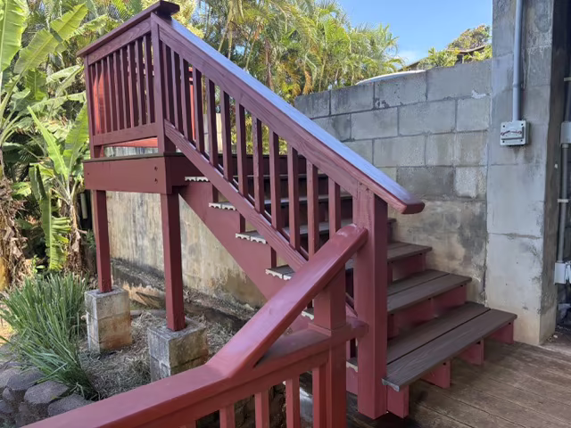 Stairs, decks, and railings craftsmanship project on Kauai.